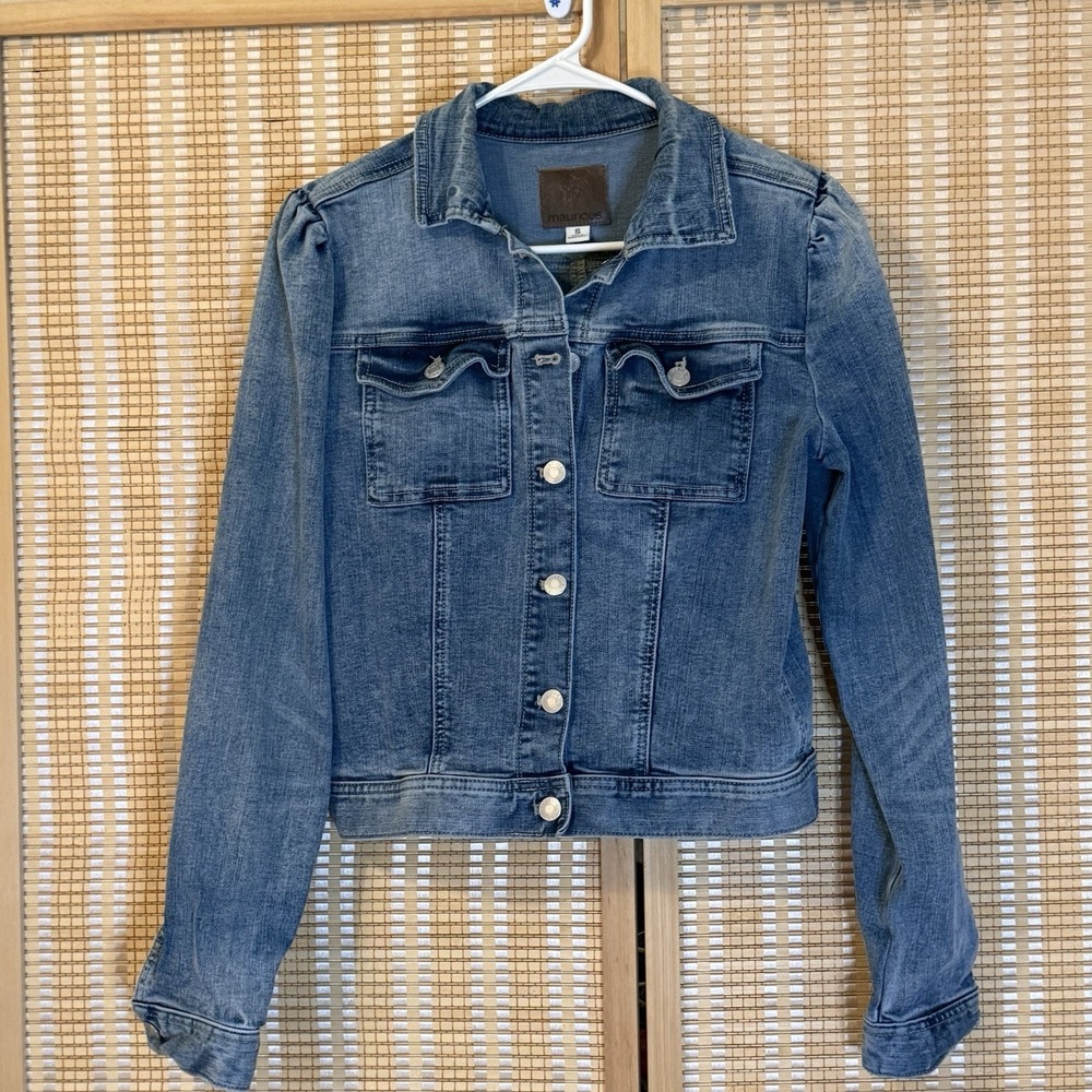 Maurices Womens S Jacket Blue Jean Denim Crop Button Distressed Boho Cottage Y2K